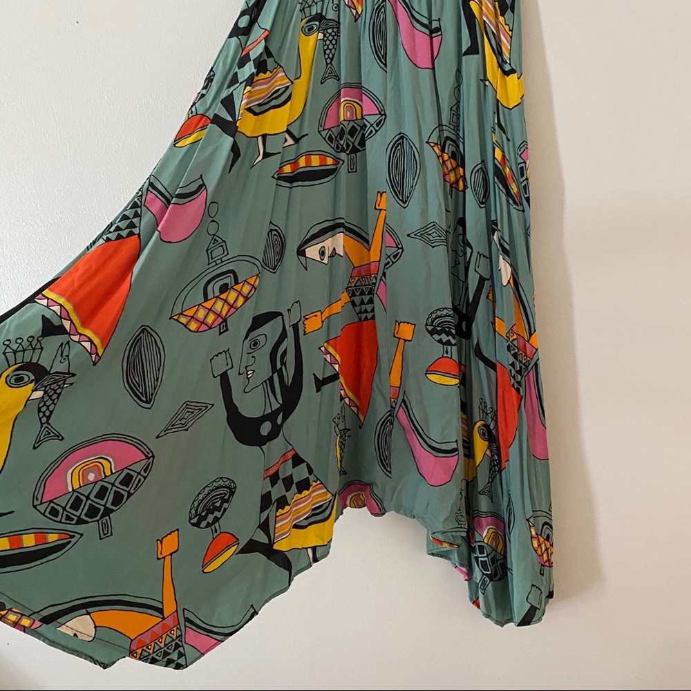 Vtg Cache Midi skirt abstract tribal Aztec people - Picture 2 of 8